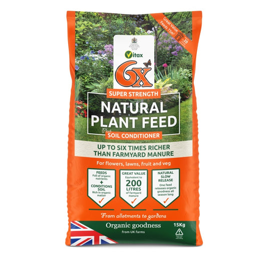 Vitax 6x Organic Fibrous Fertiliser Bag 15kg