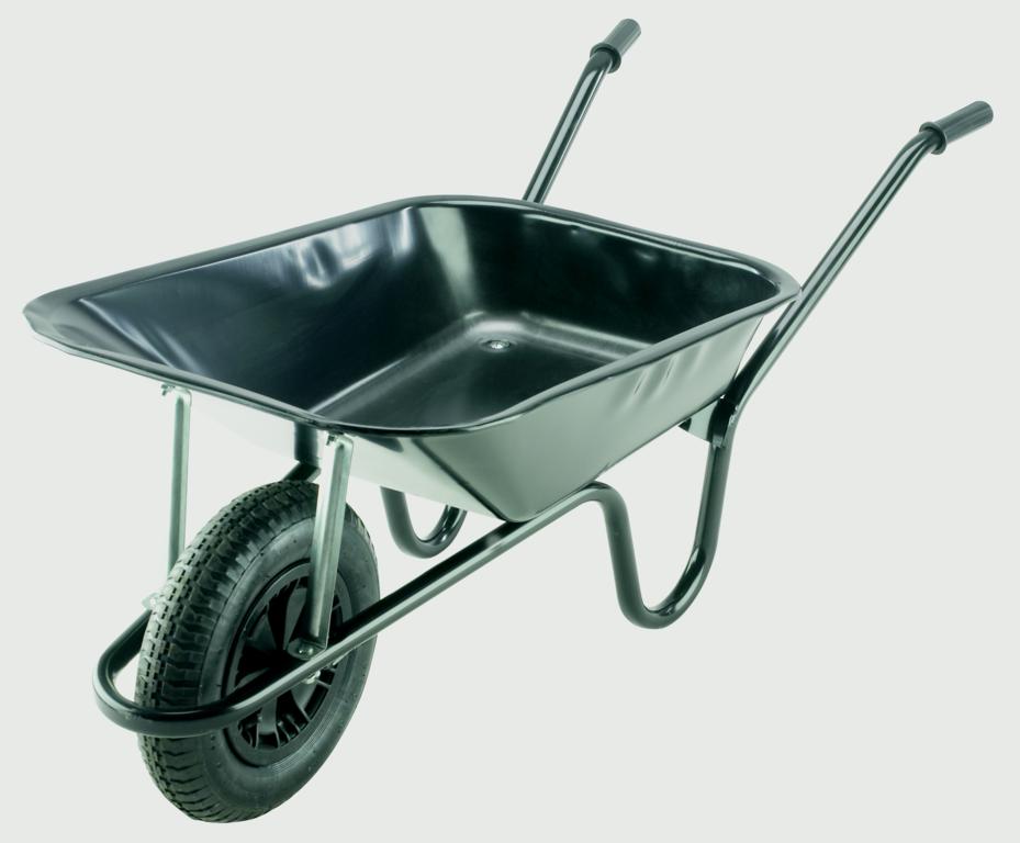 Walsall Wheelbarrow Builders Wheelbarrow With Pneumatic Tyre Black 85L