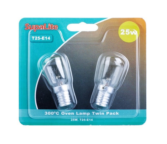 SupaLite 25W Oven Lamps For Upto 300 Degrees T25-E14 Base Pack Of 2