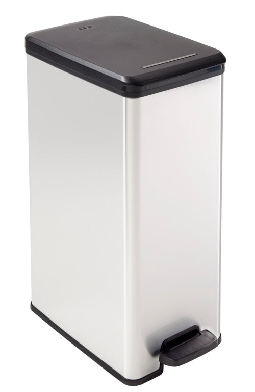 Curver Slim Line Stainless Steel Effect Deco Pedal Bin 40L