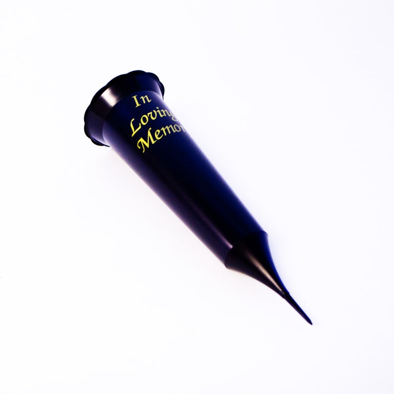 Oasis Grave Vase Spike Black/Gold Script