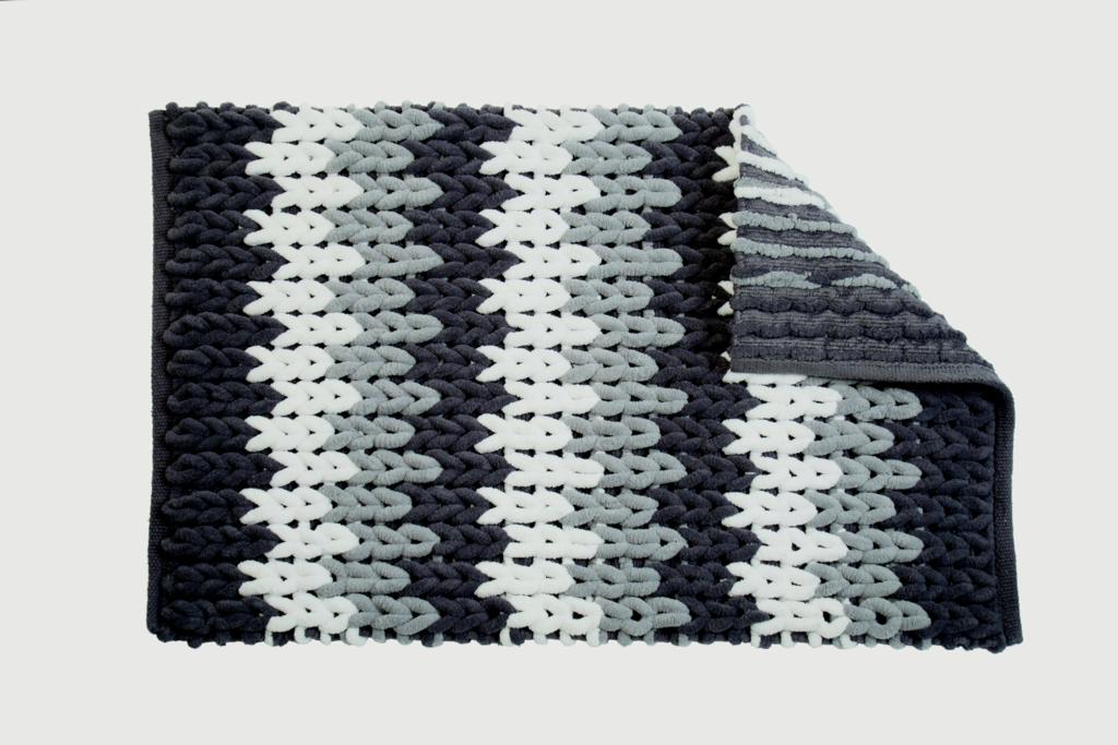 Croydex Grey & White Patterned Bathroom Mat Patterned Textile Bath Mats/Grey White