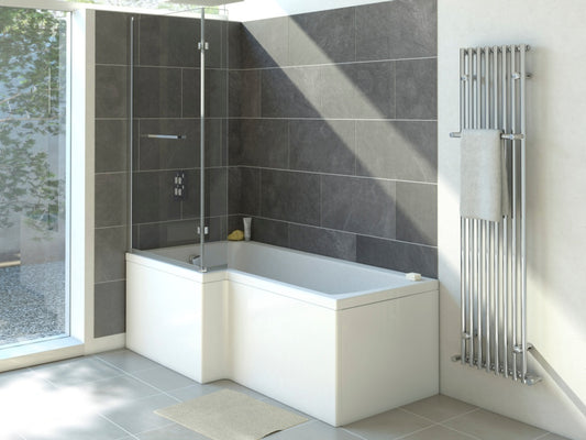 Trojan Solarna L Shape Bath Screen with Towel Rail 1400 x 800mm