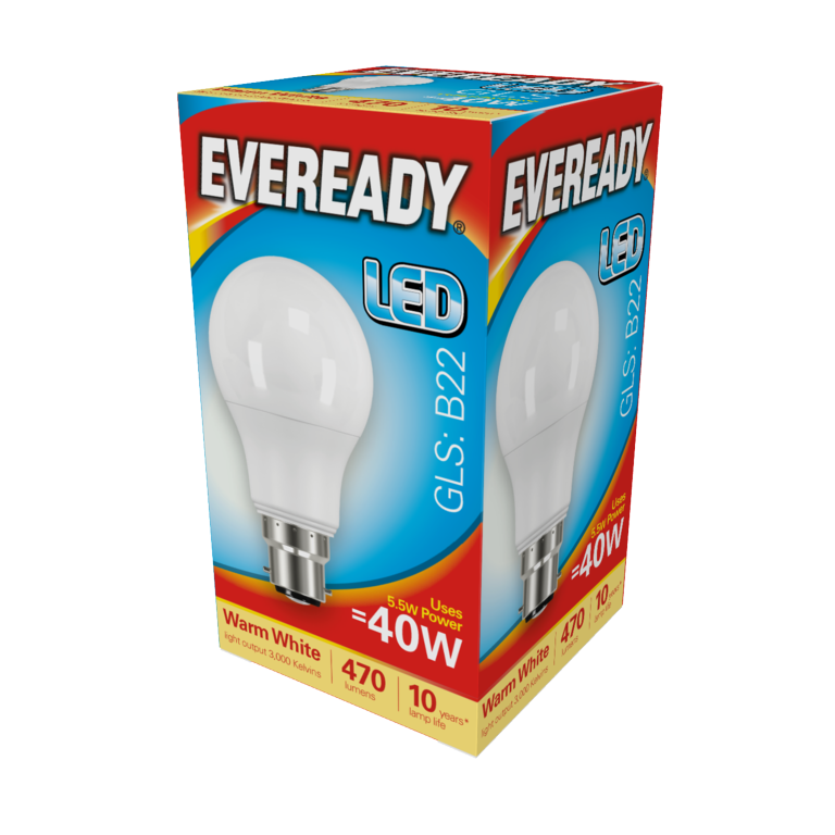 Eveready LED GLS 5.6w 470lm Warm White 3000k B22