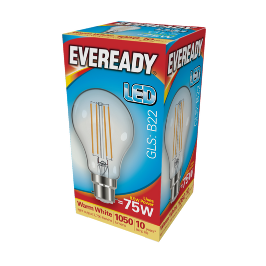 Eveready LED Filament GLS B22 1050LM BC 8.5W 27000K