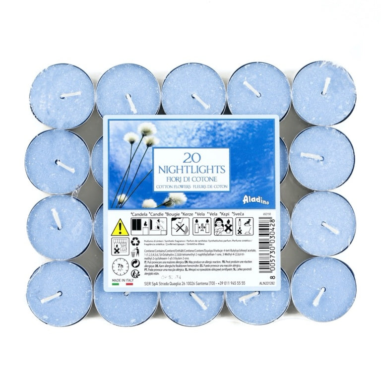 Aladino 7 Hour Nightlights Pack 20 Cotton Flower