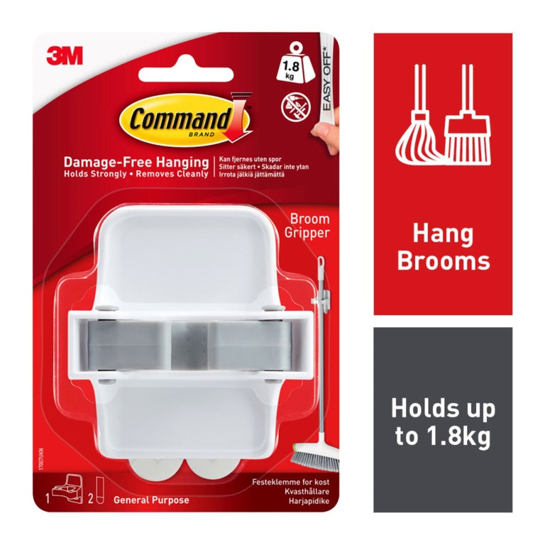 Command™ Broom Gripper 1 Hook, 2 Strips