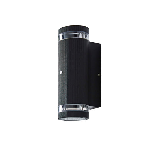 Zinc Helix Up/Down Wall Light with Photocell Sensor Black 5w