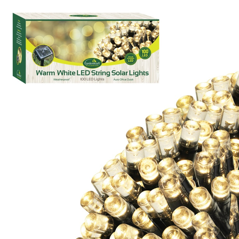 GardenKraft 100 Led Solar String Lights Warm White