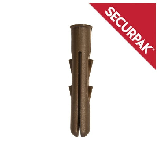 Securpak Heavy Duty Wall Plugs 12 Pack Brown