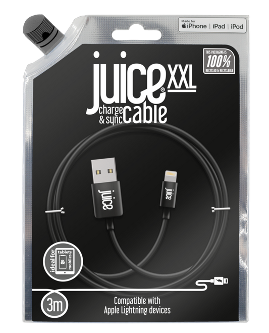 Juice 3m Round Lightning Cable Black