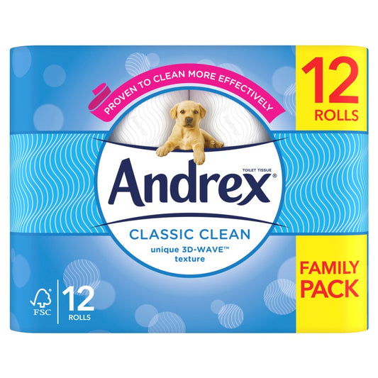 Andrex Classic Clean White Toilet Rolls Pack 12