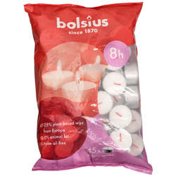 Bolsius White 8 Hours Tea Lights Bag 45