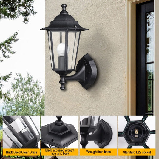 Extrastar Outdoor Vintage Wall Light W/E27 L/H Black