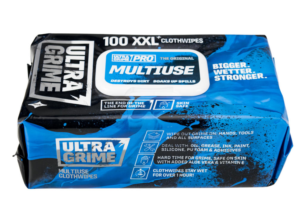 Ultragrime Pro Multi-Use Cloth Wipes XXL 100 Pack