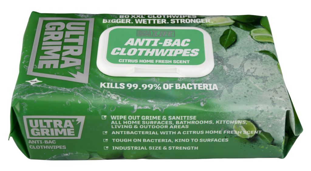 Ultragrime Life Anti-Bac Cloth Wipes XXL 80 Pack