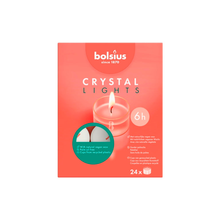 Bolsius Clear Cup Tea Light White Pack Of 24