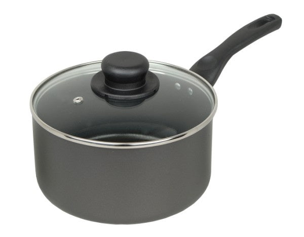 Mtk Housewares Sauce Pan & Glass Lid Non Stick 18cm