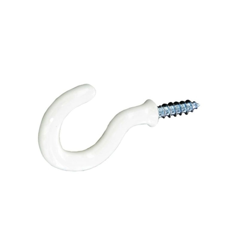 Securit Cup Hooks Plastic Covered White (5) 25mm