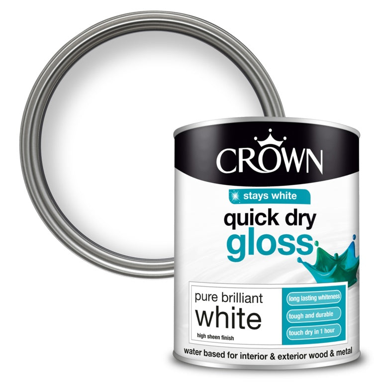 Crown Quick Dry Gloss 750ml Pure Brilliant White