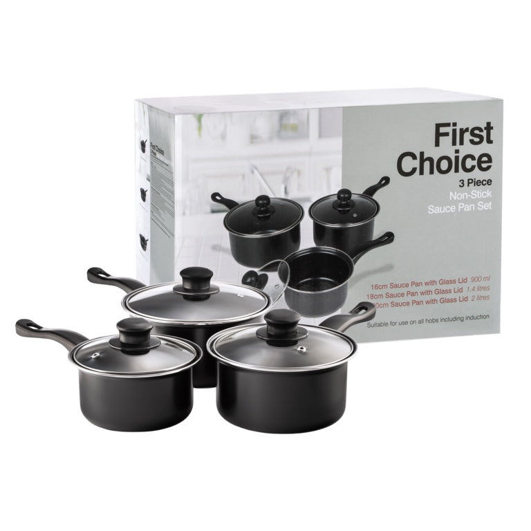 Pendeford First Choice Non-Stick Sauce Pan Set 3 Piece