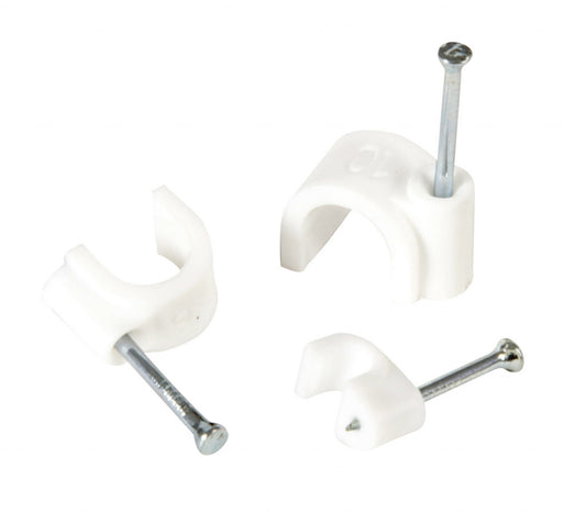 Securlec Cable Clips Round Pack 10 9mm White