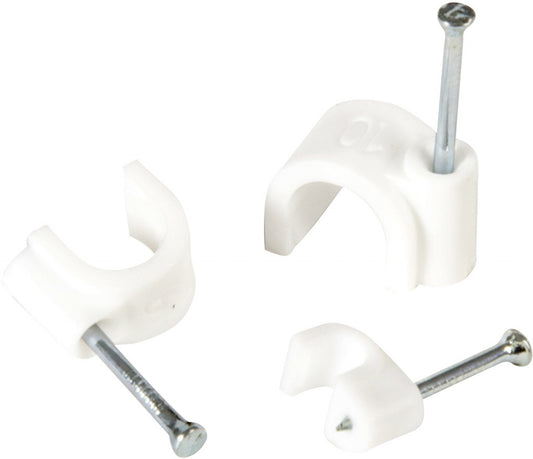 Securlec Cable Clips Round Pack 10 9mm White